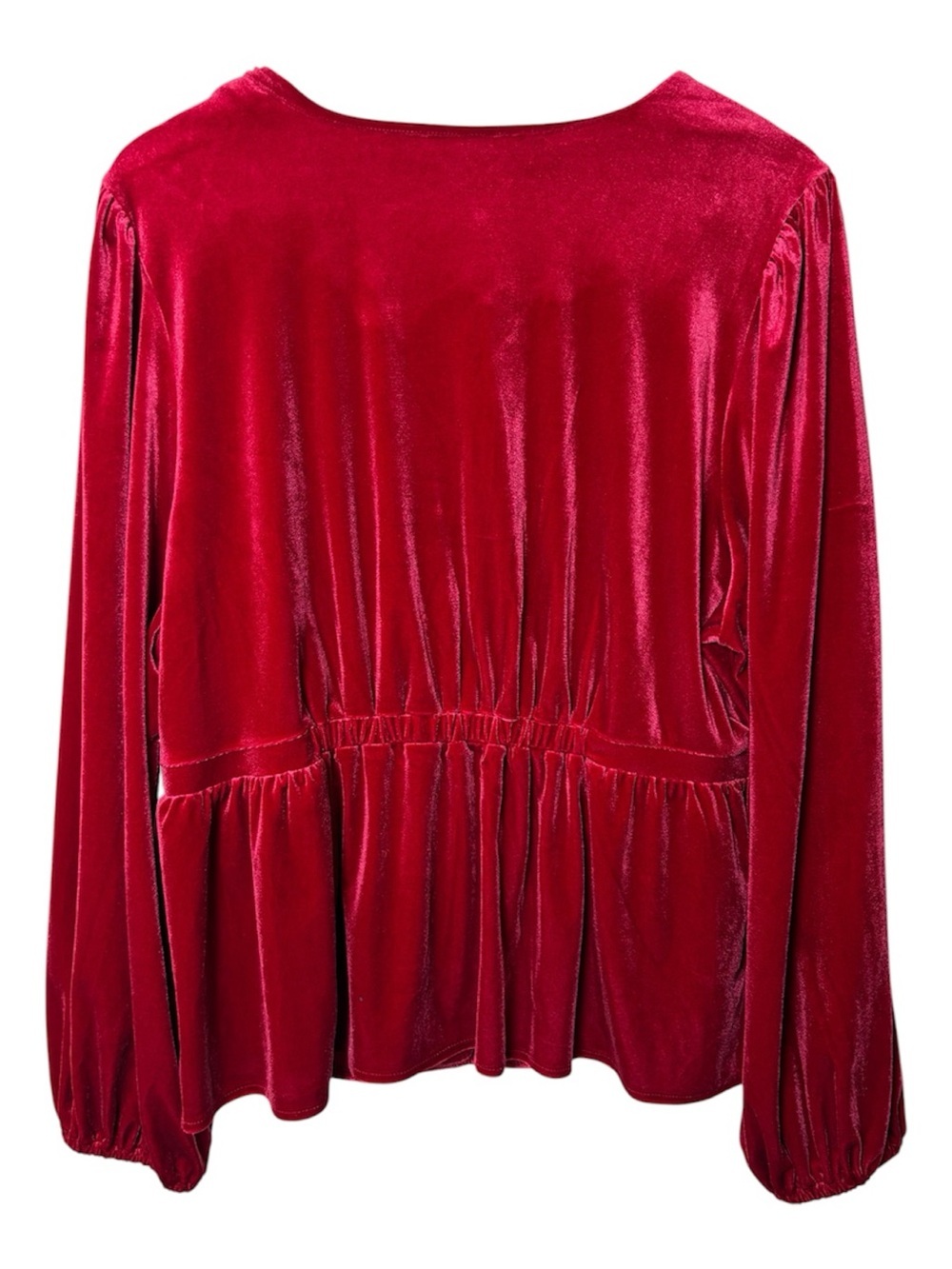 Old Navy Red Velvet Babydoll Peplum Blouse Top Women 2X Velour Holiday Flowy NEW - Picture 2 of 9